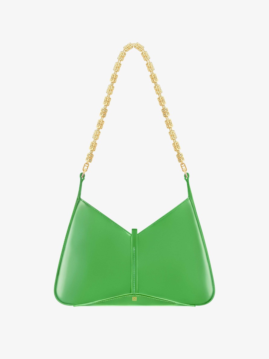 Donne Givenchy Borse A Tracolla | Borsa Piccola Ritagliata In Pelle Lucida Con Catena Assenzio Verde