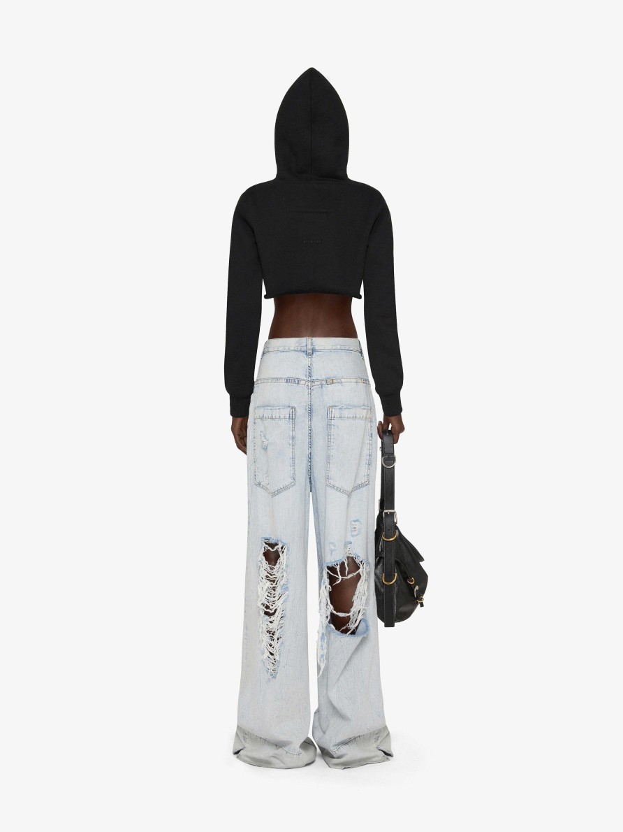 Donne Givenchy Pantaloni | Jeans Oversize In Denim Distrutto Azzurro