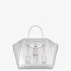 Donne Givenchy Borse Mini E Micro | Borsa Mini Antigona Lock In Pelle Metallizzata Grigio Argentato