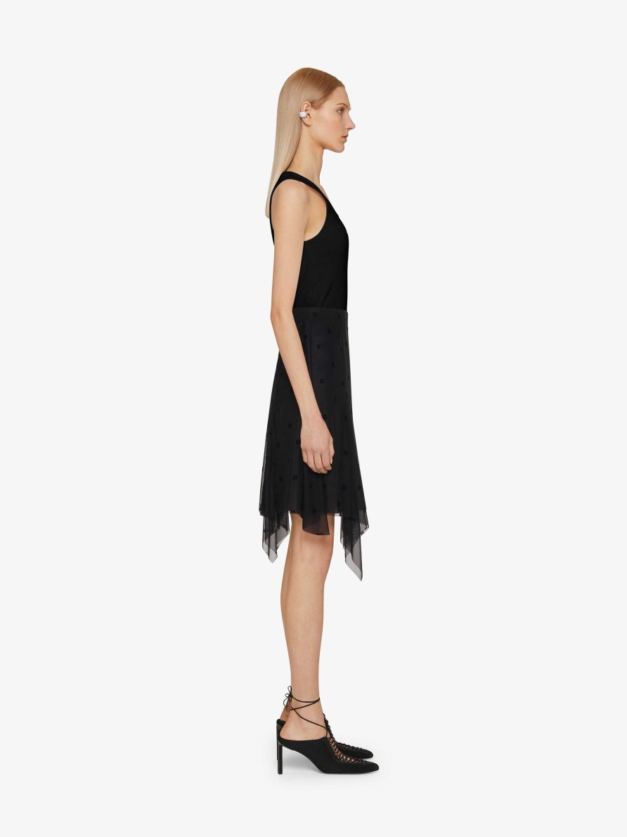 Donne Givenchy Gonne | Gonna Plissettata In Tulle 4G Nero