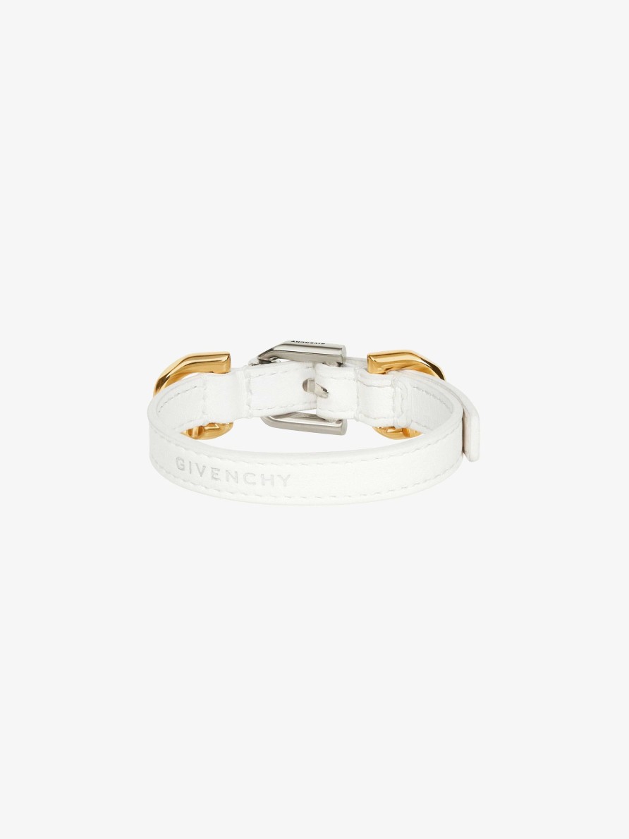 Donne Givenchy Gioielleria | Bracciale Voyou In Pelle E Metallo Avorio