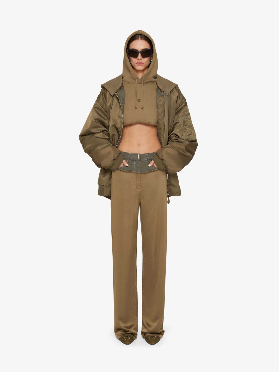 Donne Givenchy Capispalla E Giubbotti | Giubbotto Bomber Oversize Con Cappuccio Verde Scuro