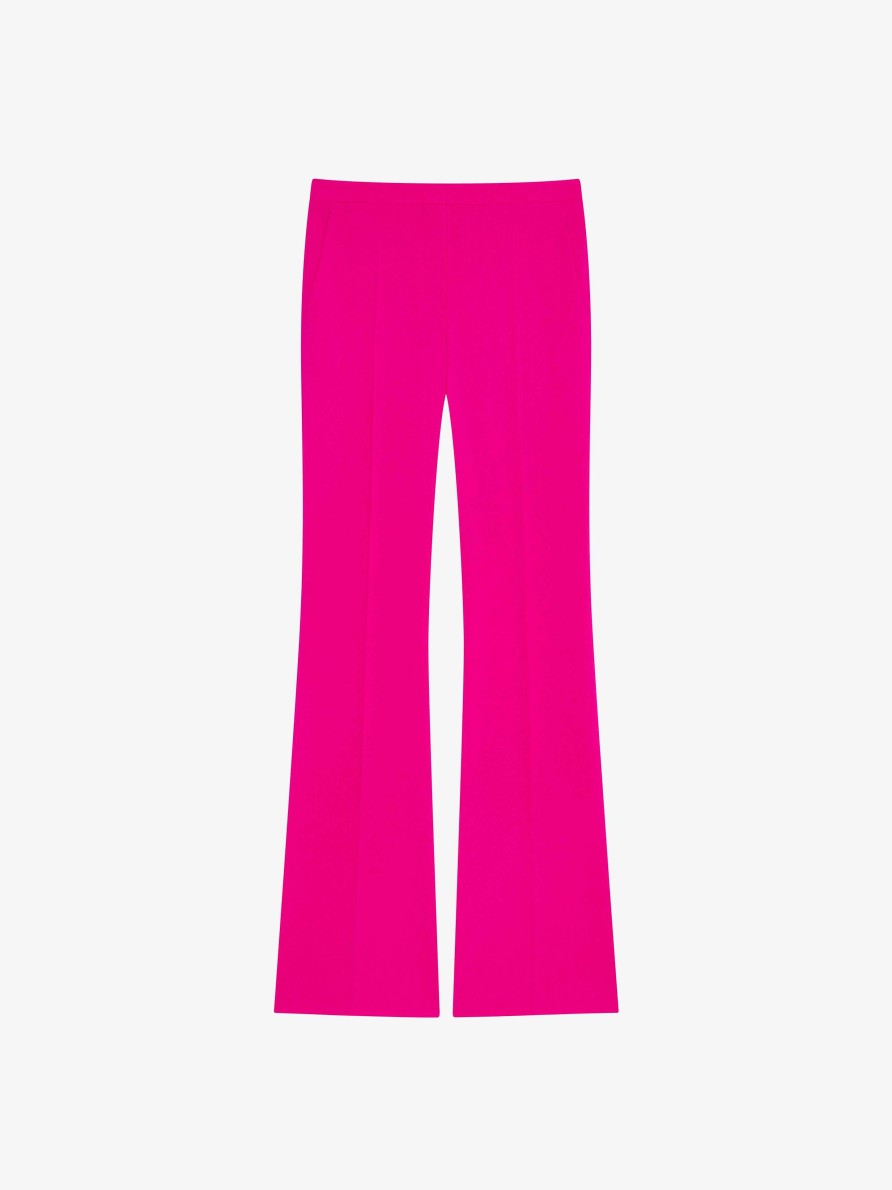 Donne Givenchy Pantaloni | Pantaloni Sartoriali A Zampa Di Lana Fucsia