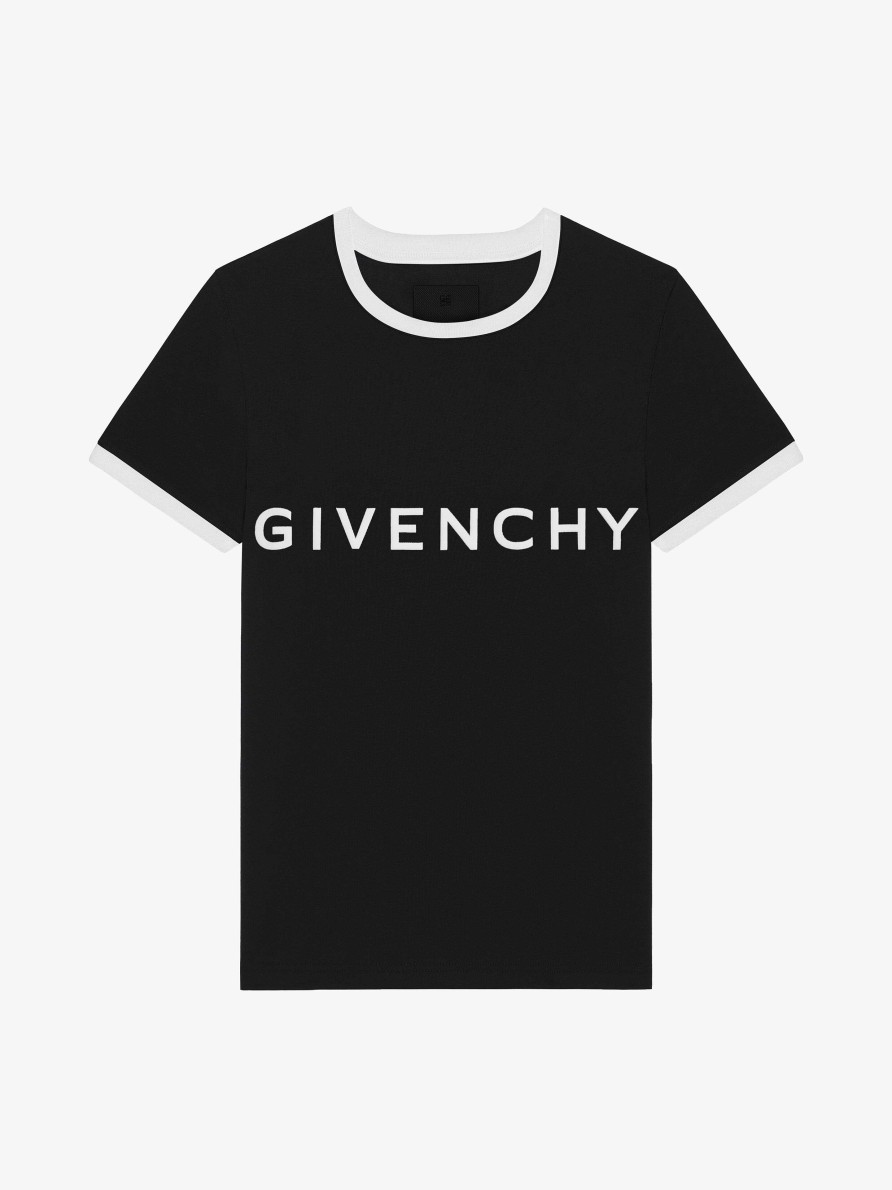 Donne Givenchy Magliette | T-Shirt Givenchy Archetype Slim Fit In Cotone Nero Bianco