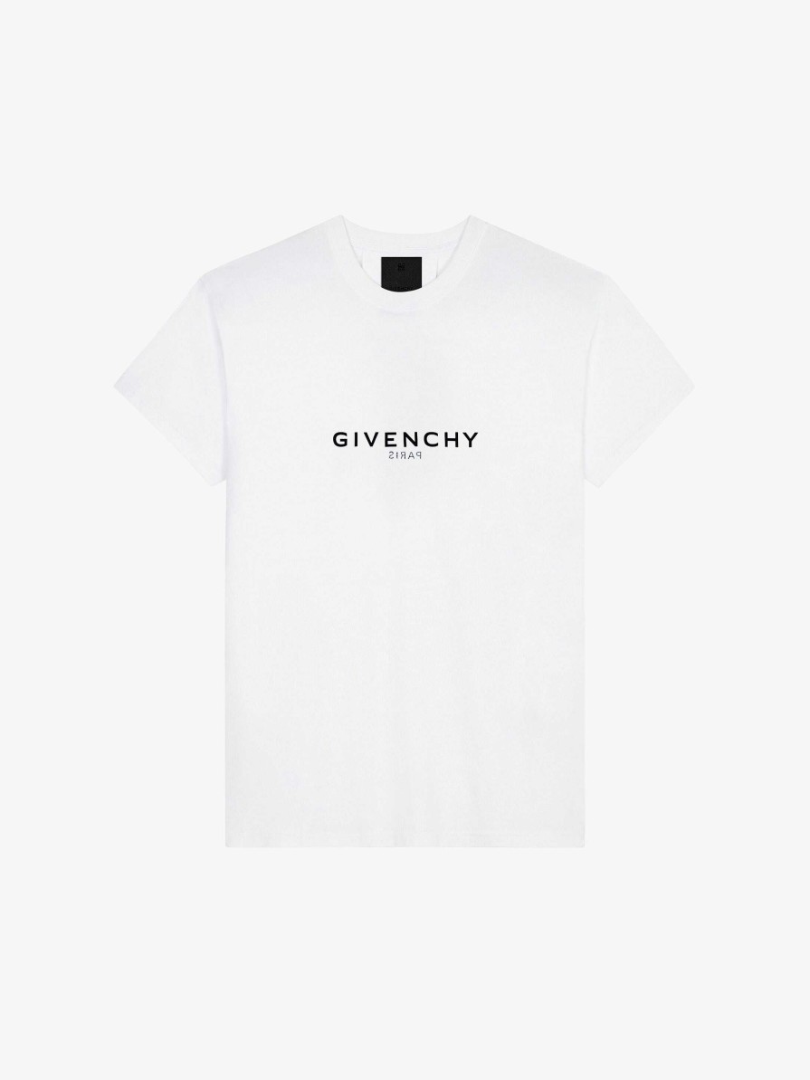 Donne Givenchy Magliette | T-Shirt Reverse Slim Fit Di Givenchy In Cotone Bianco