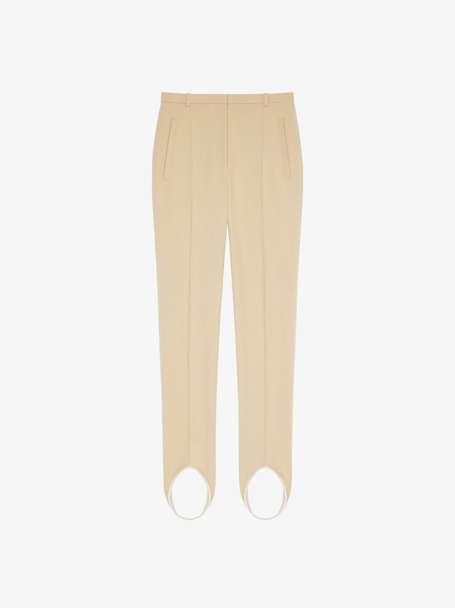 Donne Givenchy Pantaloni | Pantaloni Con Staffa In Twill Sabbia Dorata