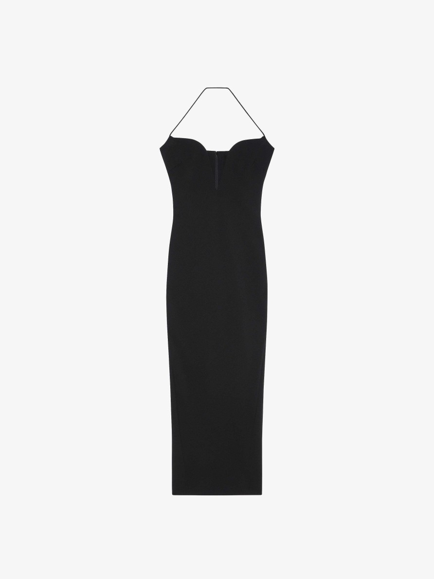 Donne Givenchy Vestiti | Abito In Lana Con Scollatura Profonda Nero