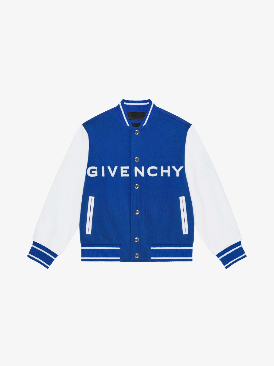 Uomini Givenchy Ragazzo (Da 4 A 12 Anni) | Giacca College In Pile Ricamato Bianco Blu