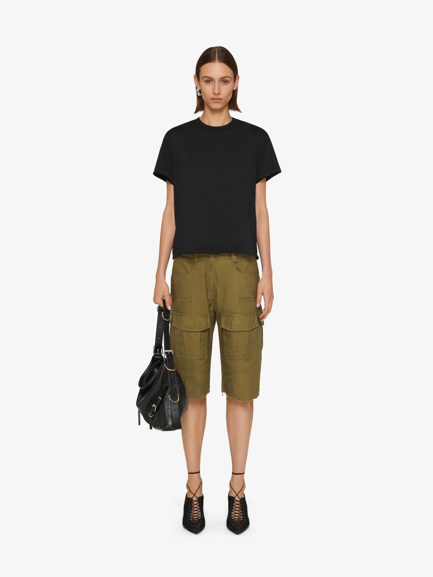 Donne Givenchy Magliette | T-Shirt Oversize In Cotone Con Ricamo 4G Nero