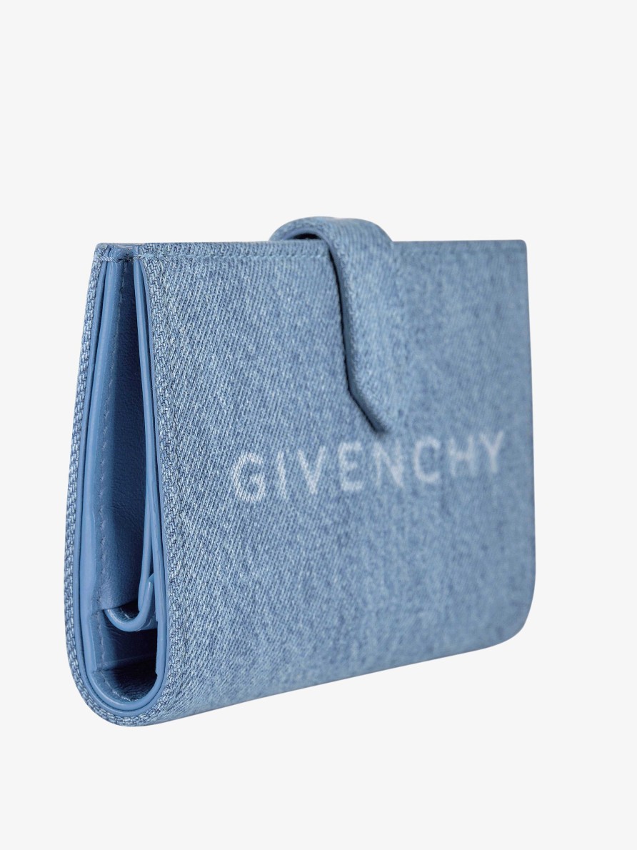 Donne Givenchy Piccola Pelletteria | Portafoglio G-Cut In Denim Blu Medio