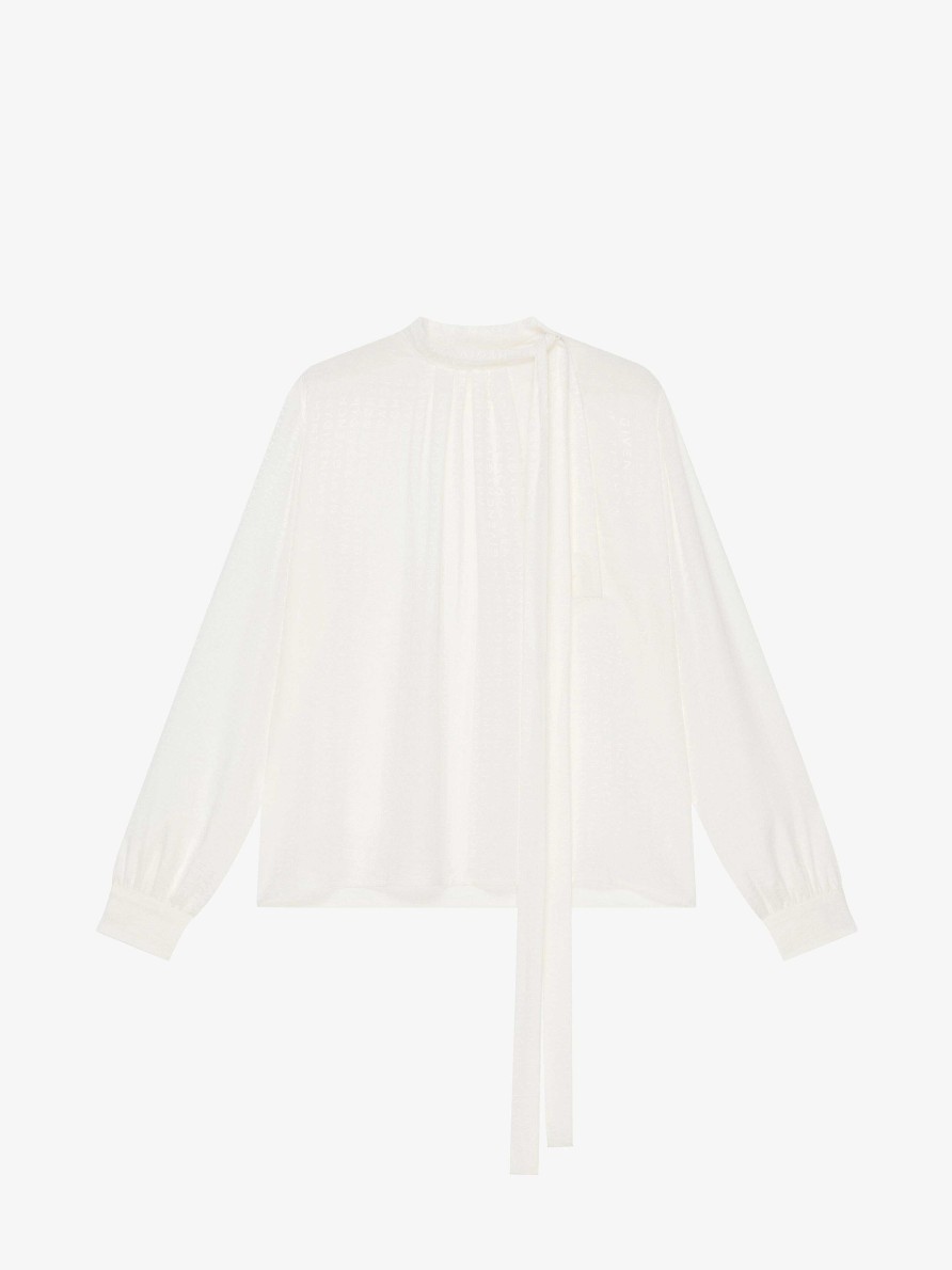 Donne Givenchy Top E Camicie | Blusa In Seta Givenchy Con Lavalliere Bianco