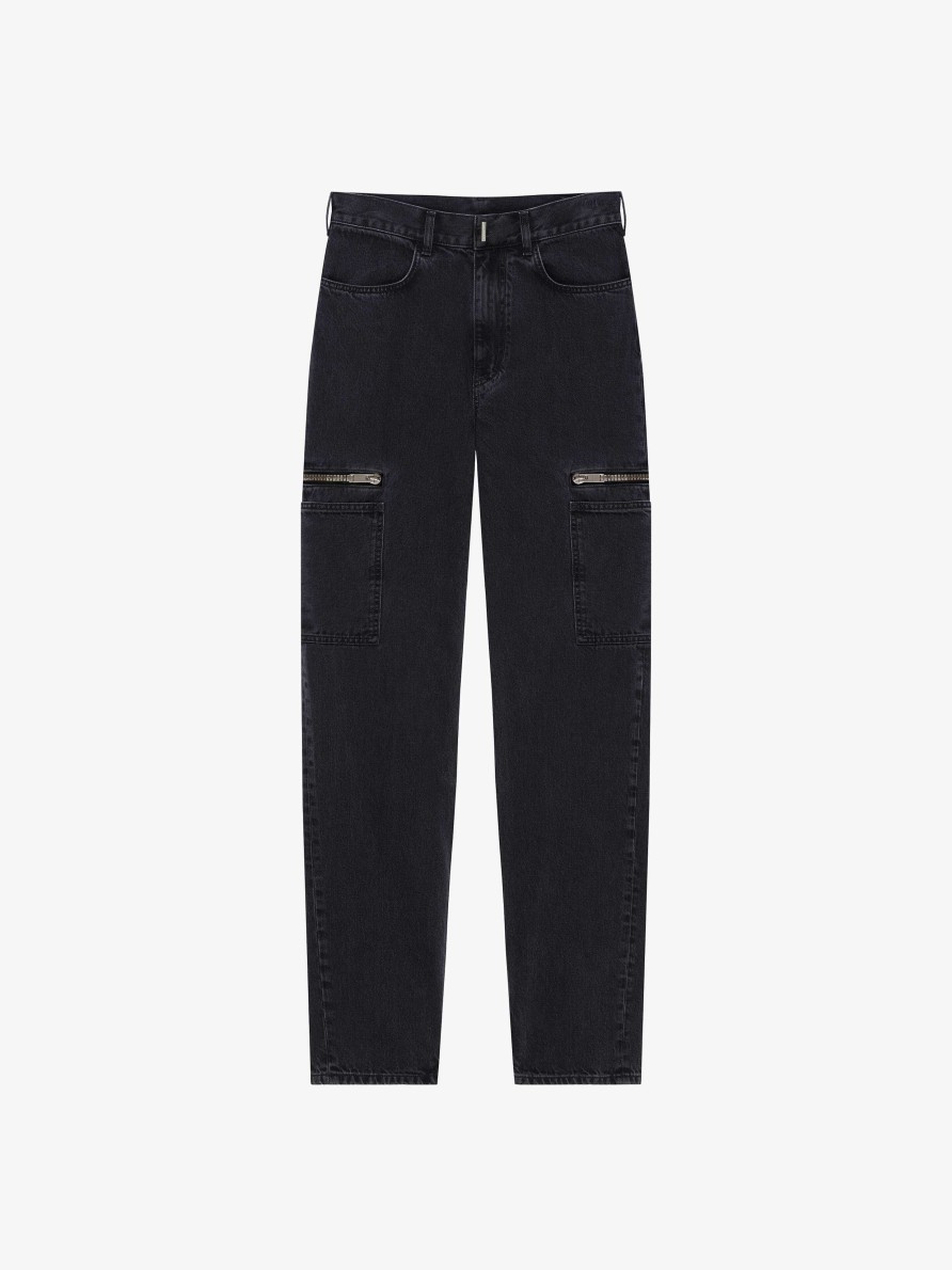 Uomini Givenchy Pantaloni | Pantaloni Cargo In Denim Nero