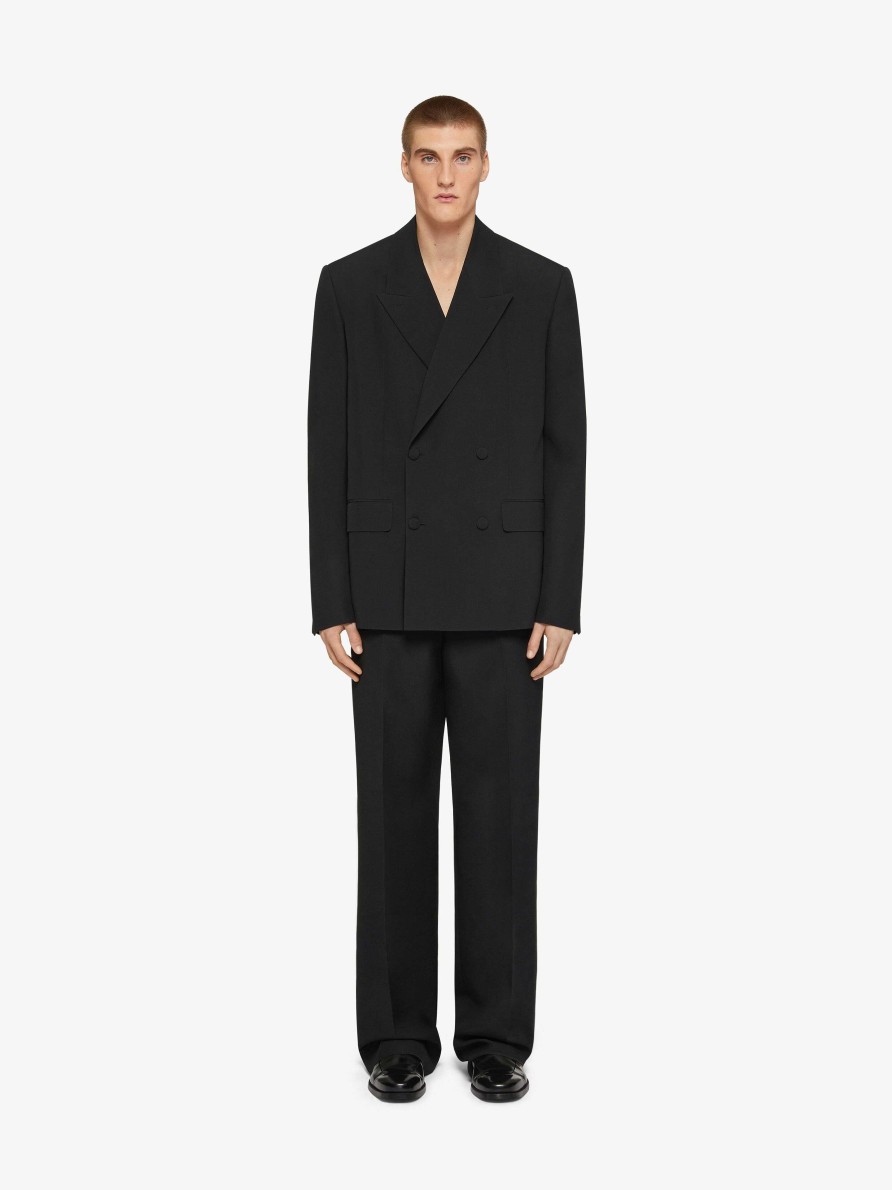 Uomini Givenchy Pantaloni | Pantaloni Extra Ampi In Lana Nero