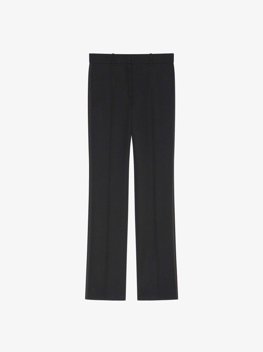 Donne Givenchy Pantaloni | Pantaloni Sartoriali In Lana Tricotina E Mohair Nero