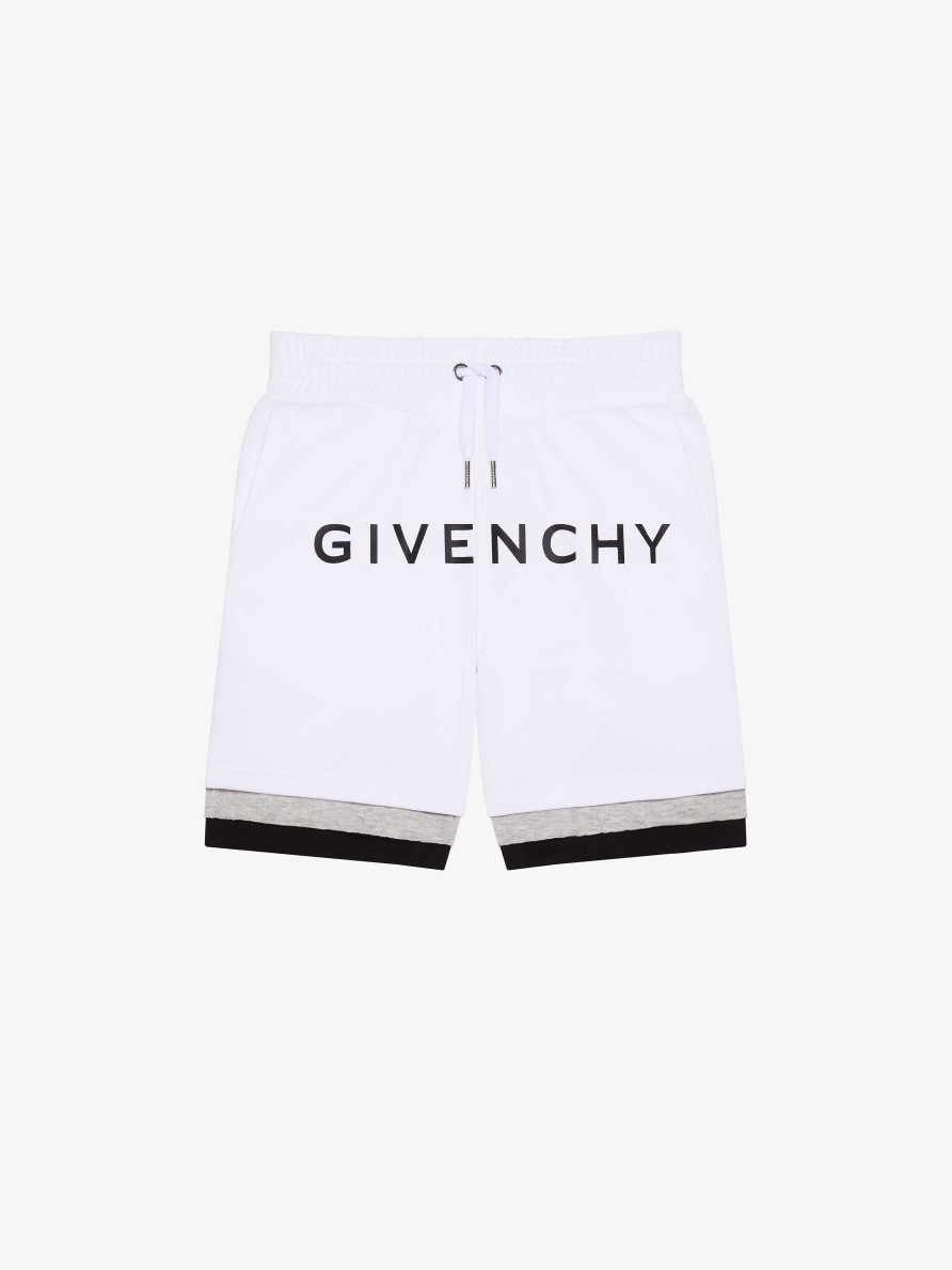 Uomini Givenchy Ragazzo (Da 4 A 12 Anni) | Bermuda Di Givenchy Cuciti E Stratificati In Pile Grigio/Bianco