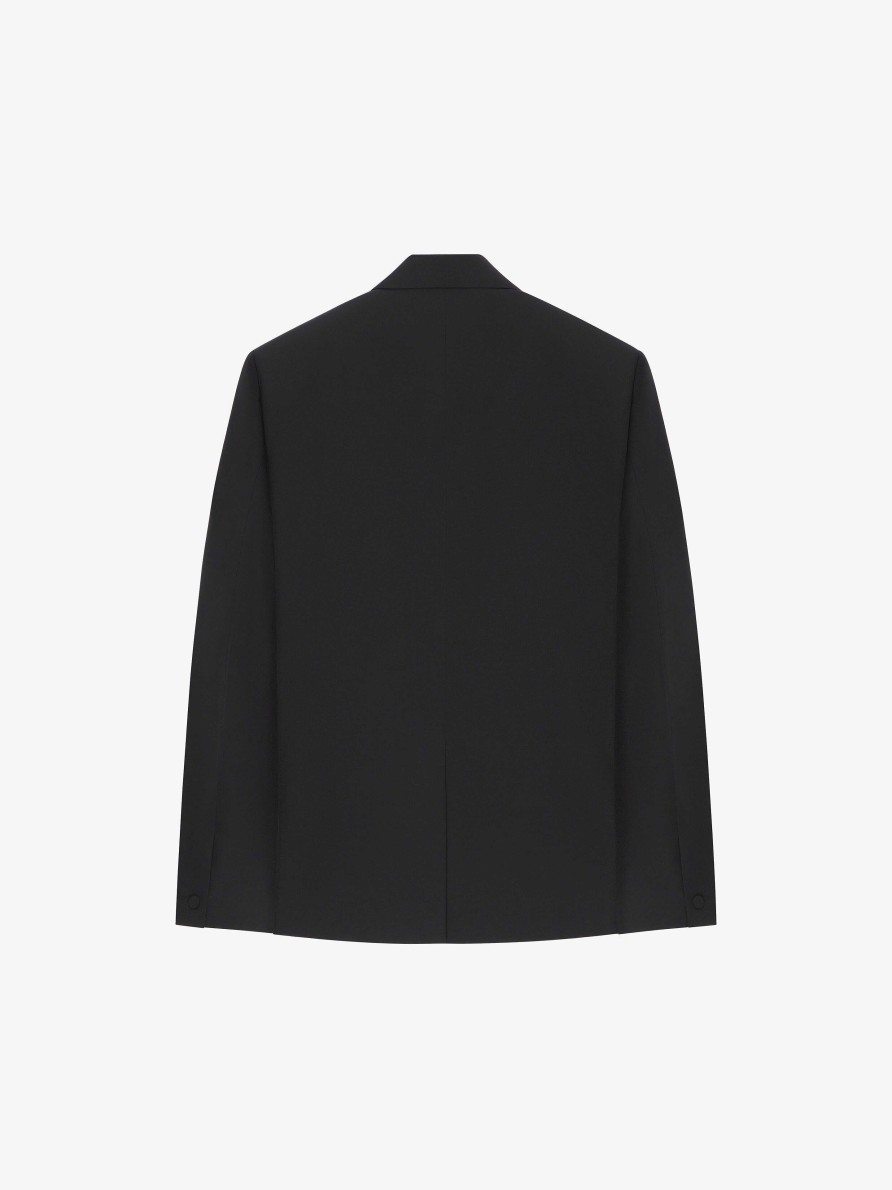 Uomini Givenchy Giacche E Cappotti | Giacca Oversize In Flanella Di Lana Con Collo In Raso Nero