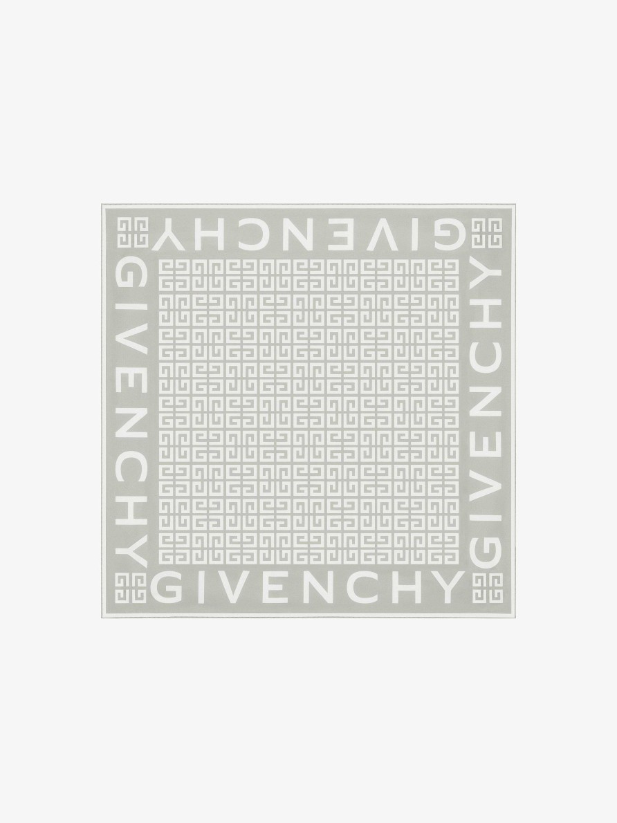 Donne Givenchy Sciarpe | Quadrato Givenchy 4G In Seta Grigio Chiaro