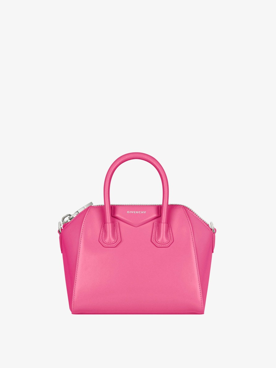 Donne Givenchy Antigona | Mini Borsa Antigona In Pelle Box Rosa Fluo