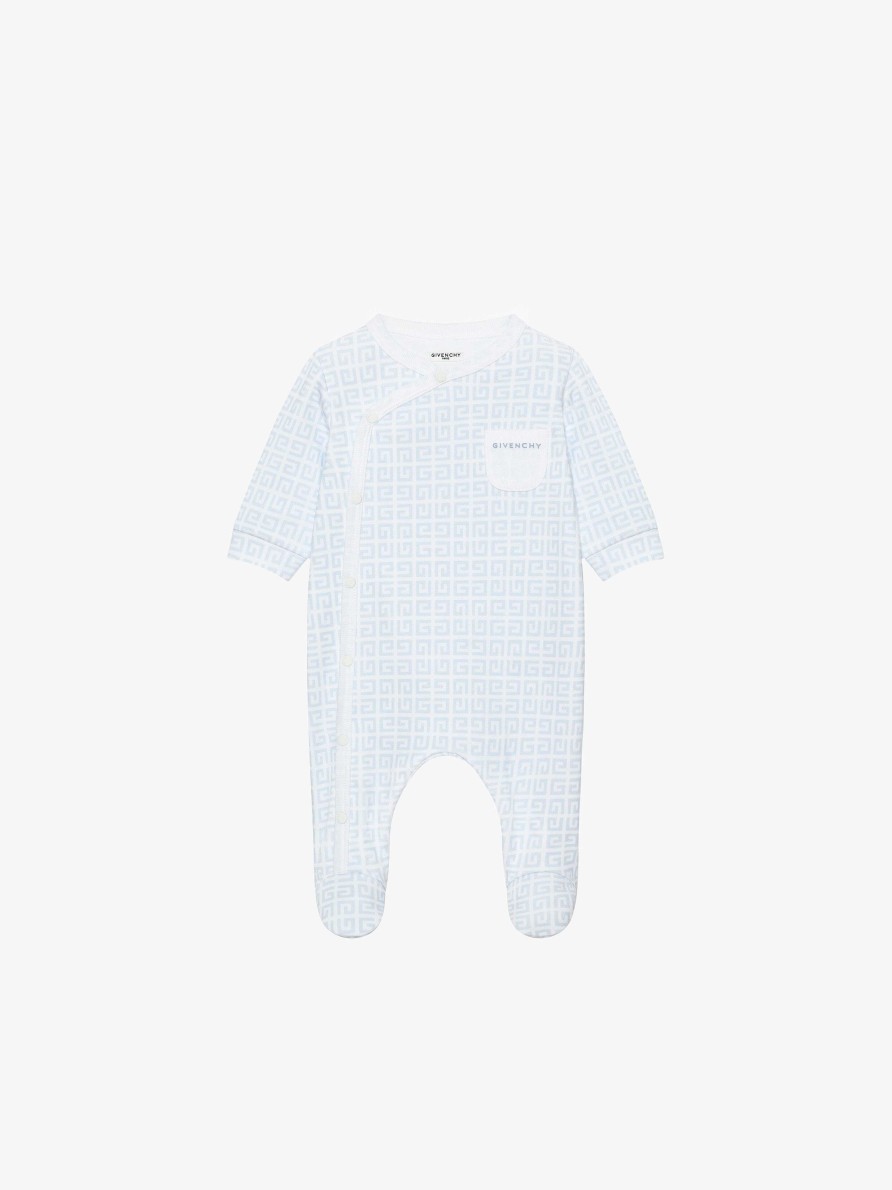 Uomini Givenchy Bambino (Da 1 Mese A 3 Anni) | Pigiama Givenchy 4G In Cotone Azzurro/Bianco