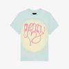 Donne Givenchy Magliette | T-Shirt In Cotone Tie And Dye Con Stampa Givenchy Love Verde Acqua