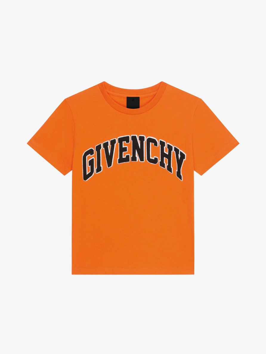 Uomini Givenchy Ragazzo (Da 4 A 12 Anni) | T-Shirt College Di Givenchy In Cotone Arancia