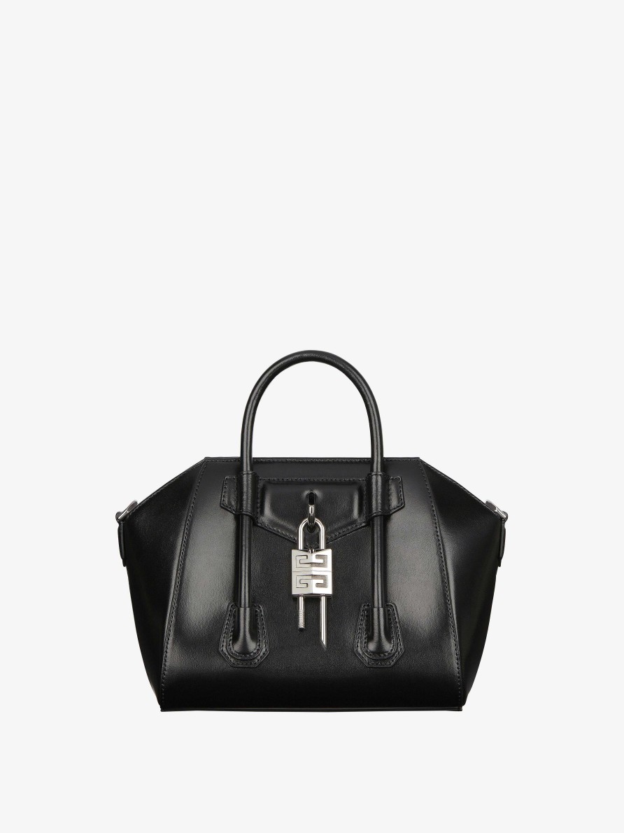 Donne Givenchy Antigona | Mini Borsa Con Chiusura Antigona In Pelle Box Nero