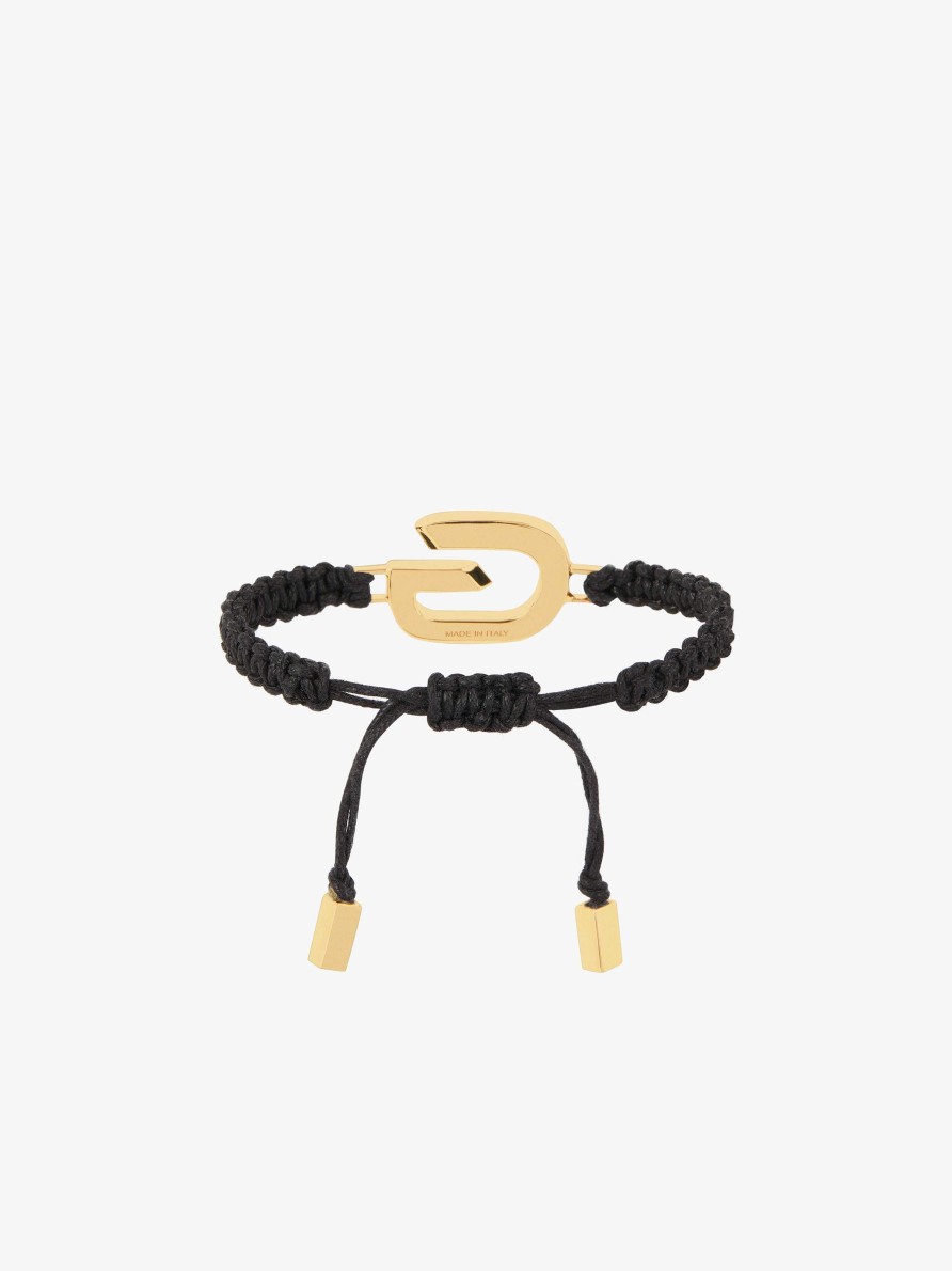 Uomini Givenchy Gioielleria | Bracciale A Maglie G Con Cordino Giallo Dorato