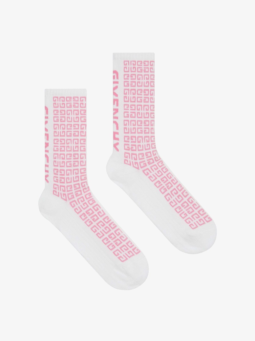 Donne Givenchy Ragazza (Da 4 A 12 Anni) | Calzini In Jacquard 4G Bianco/Rosa