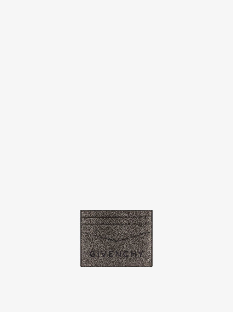 Uomini Givenchy Piccola Pelletteria | Porta Carte Givenchy In Pelle Craquele Nero/Grigio