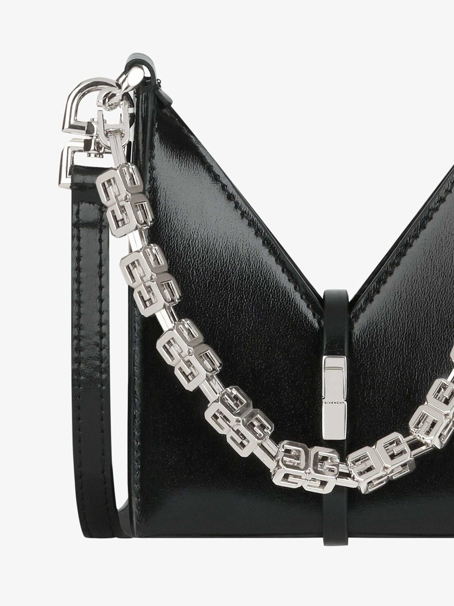 Donne Givenchy Borse Mini E Micro | Borsa In Pelle Micro Ritagliata Con Catena Nero