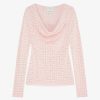 Donne Givenchy Maglieria | Maglia Drappeggiata In Jacquard 4G Rosa Cipria