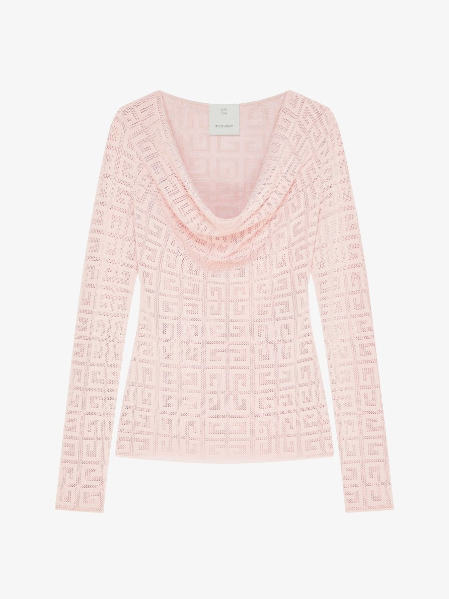 Donne Givenchy Maglieria | Maglia Drappeggiata In Jacquard 4G Rosa Cipria