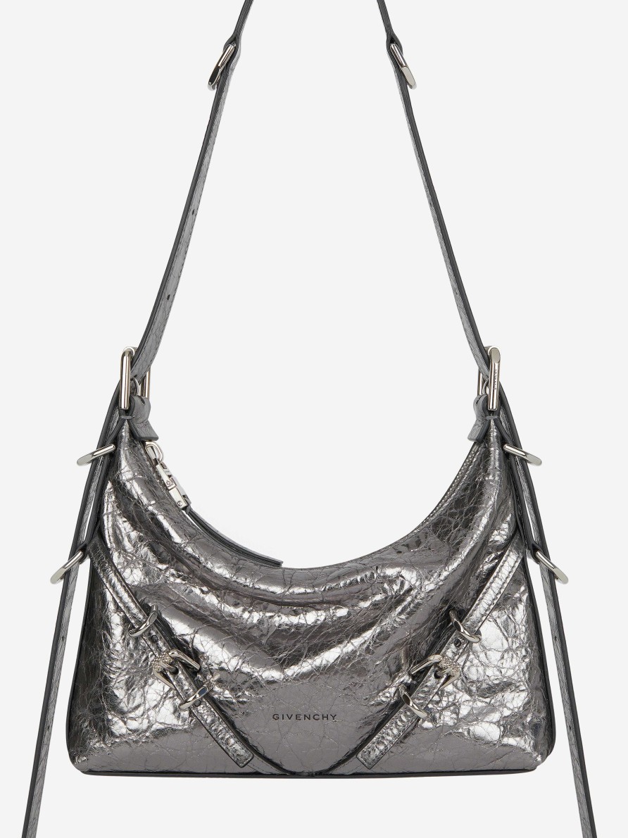 Donne Givenchy Voi | Borsa Mini Voyou In Pelle Laminata Grigio Argentato