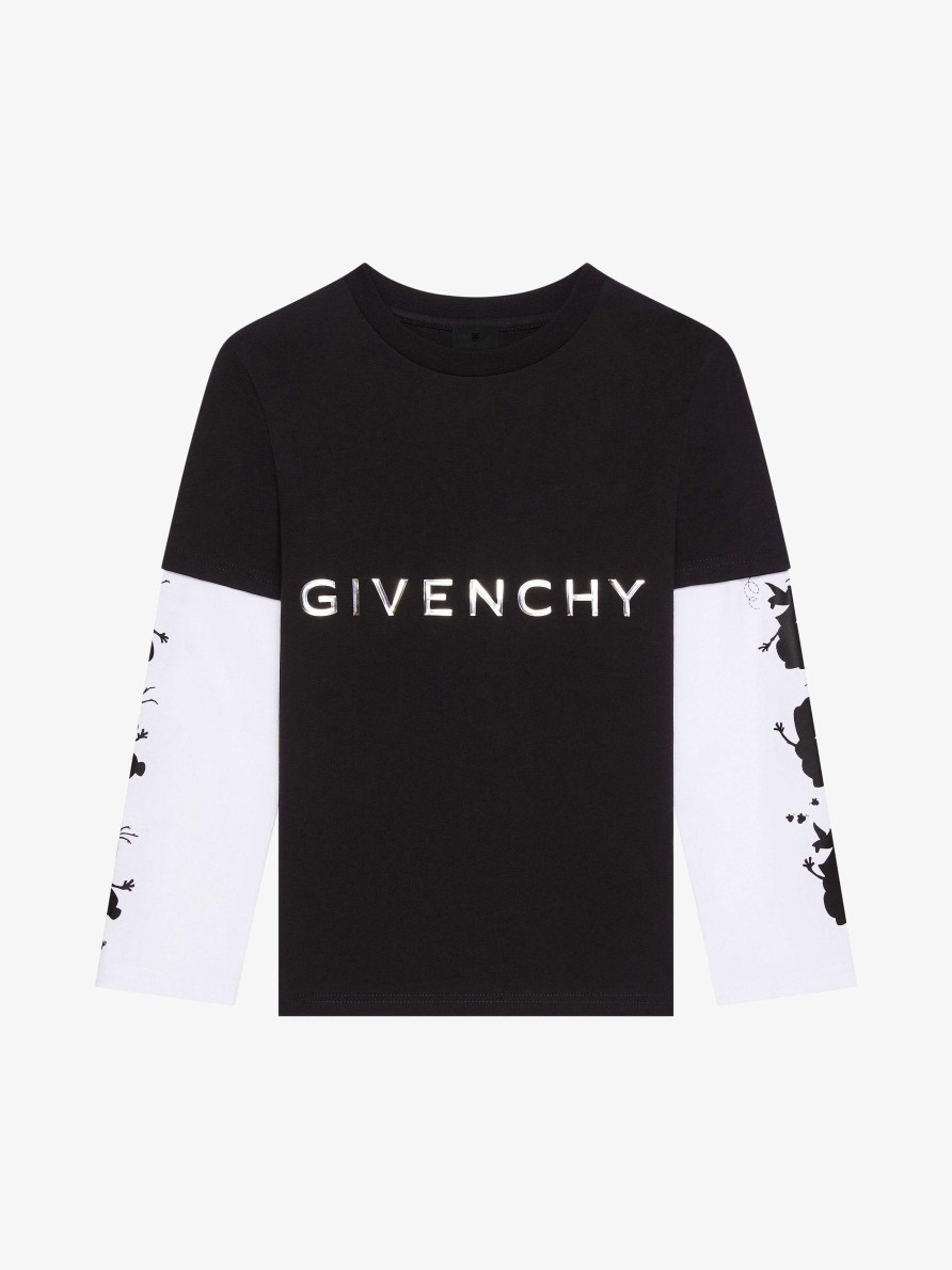 Uomini Givenchy Ragazzo (Da 4 A 12 Anni) | T-Shirt Sovrapposta Olaf In Cotone Nero Bianco