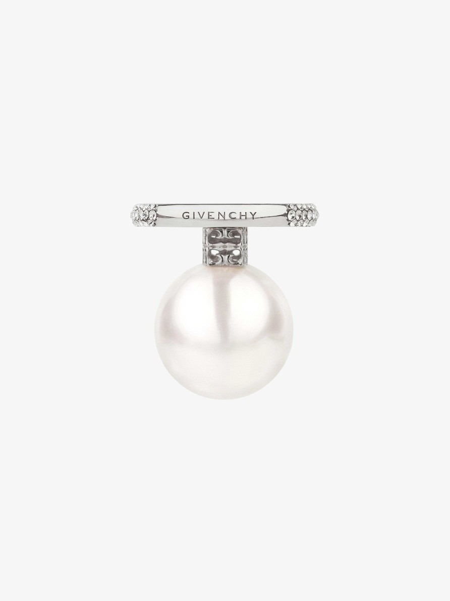 Donne Givenchy Gioielleria | Anello Perla In Metallo Con Cristalli Bianco/Argento