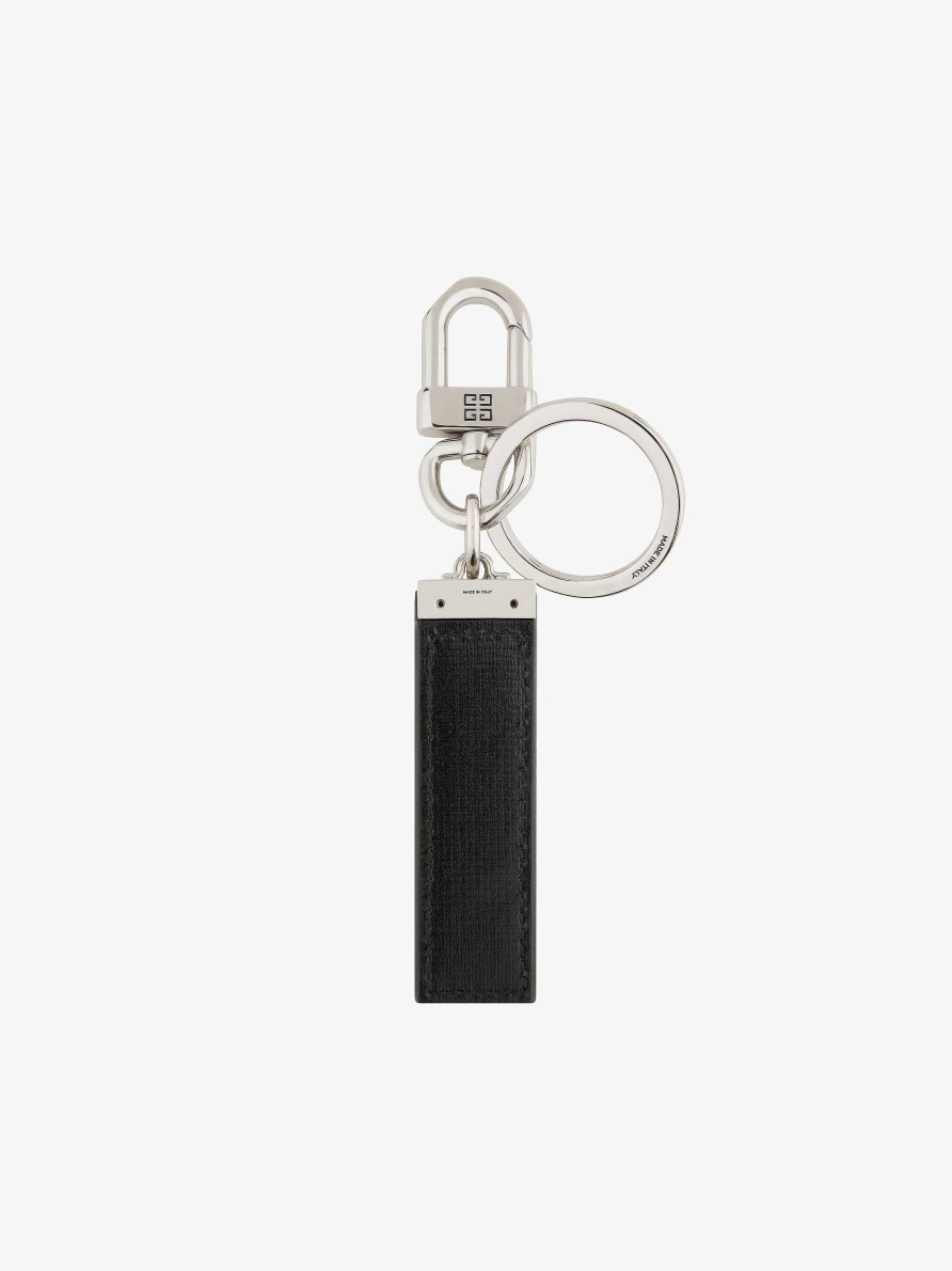 Uomini Givenchy Altri Accessori | Portachiavi In Metallo E Pelle 4G Classic Nero