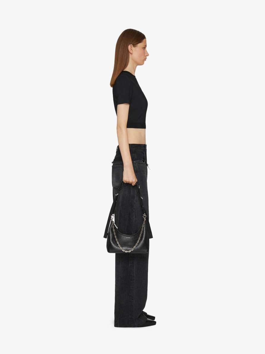 Donne Givenchy Magliette | T-Shirt Cropped In Jersey Con Fascia Givenchy Nero