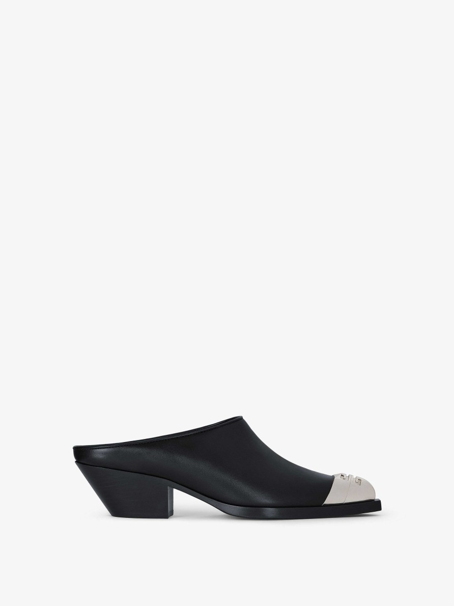 Donne Givenchy Ciabatte E Sandali | Mules Western In Pelle Nero