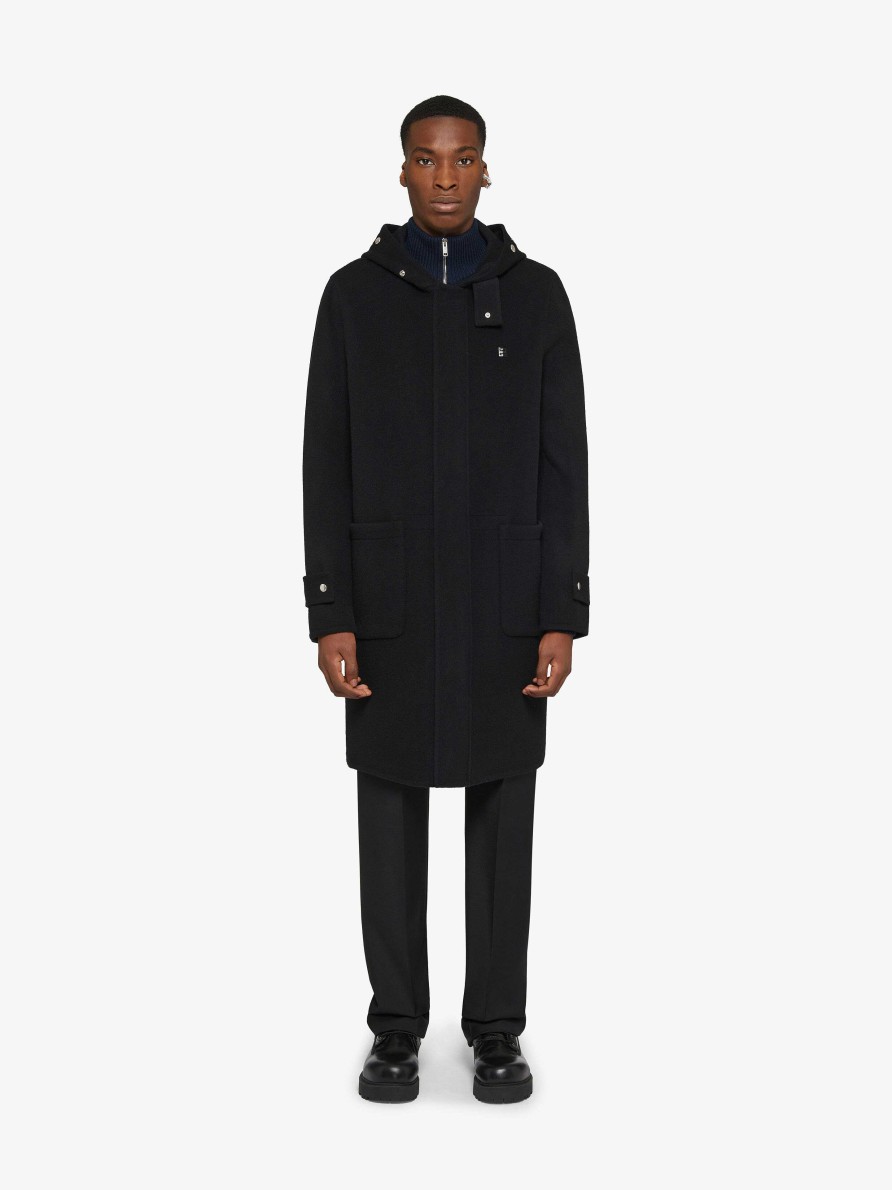 Uomini Givenchy Giacche E Cappotti | Cappotto In Lana E Cashmere Double Face Nero