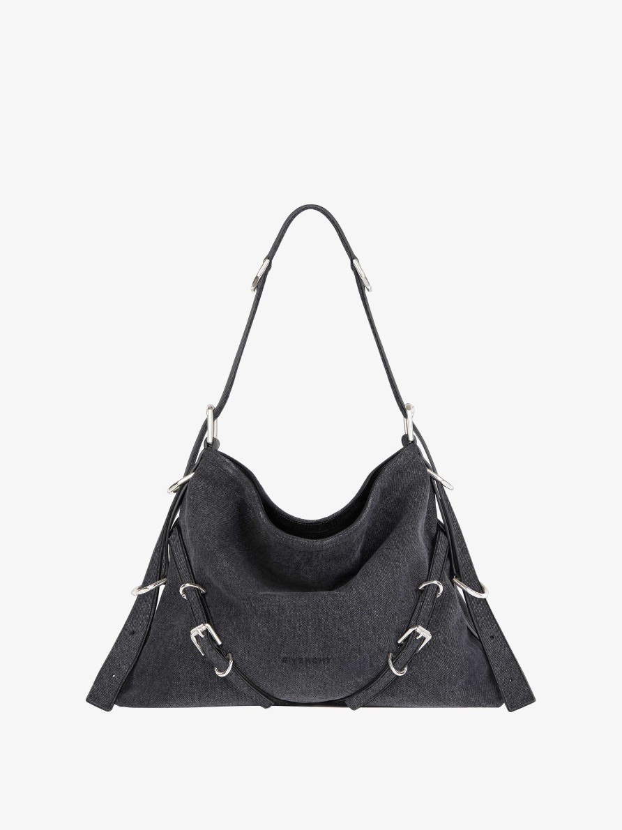 Donne Givenchy Voi | Borsa Voyou Media In Denim Nero