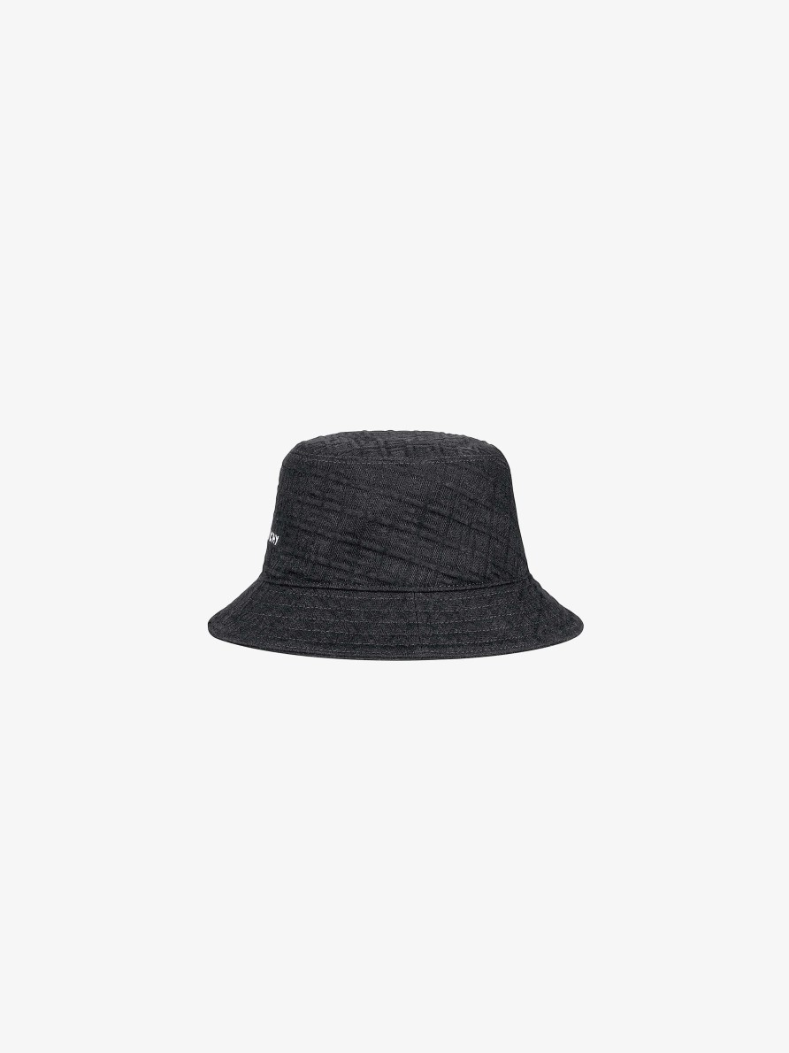 Uomini Givenchy Berretti E Berretti | Cappello Da Pescatore Givenchy In Denim 4G Grigio