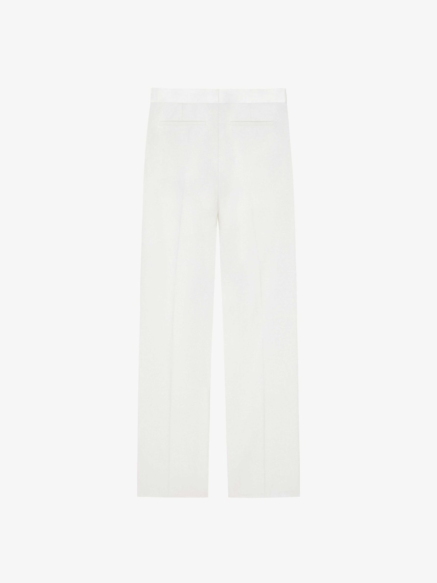 Uomini Givenchy Pantaloni | Pantaloni Sartoriali In Lana E Mohair Con Cintura In Raso Bianco