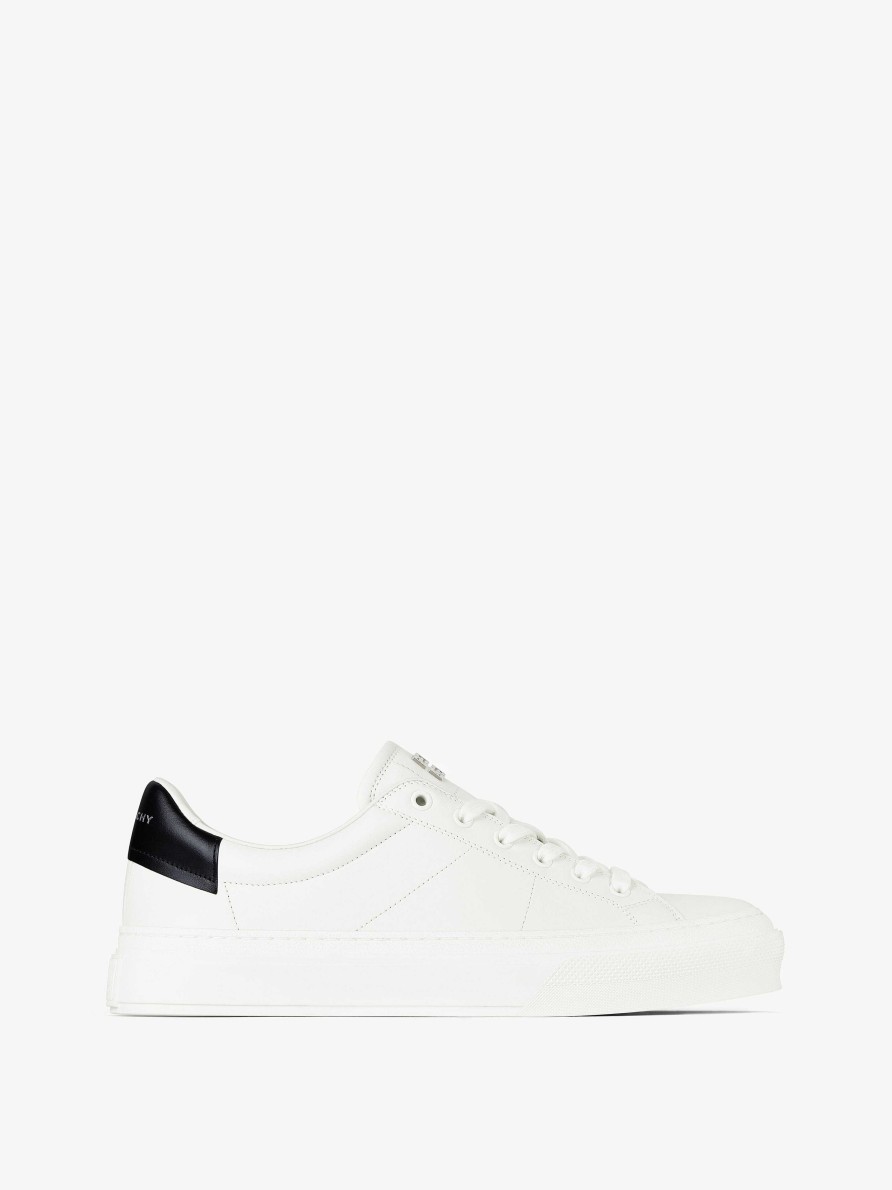 Uomini Givenchy Scarpe Da Ginnastica | Sneakers City Sport In Pelle Bianco Nero