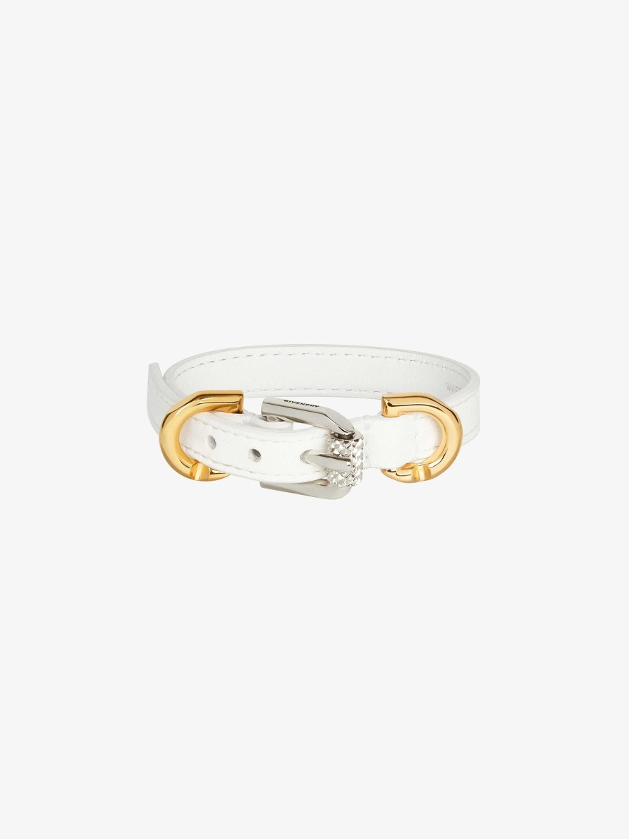 Donne Givenchy Gioielleria | Bracciale Voyou In Pelle E Metallo Avorio