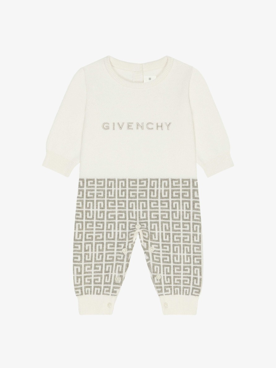 Uomini Givenchy Bambino (Da 1 Mese A 3 Anni) | Salopette Givenchy In Maglia Bianco/Grigio