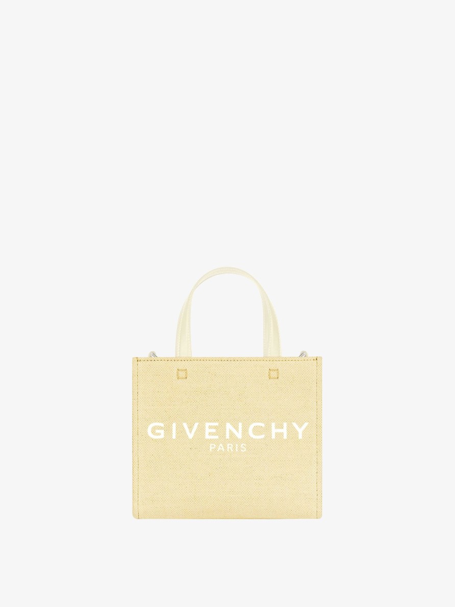 Donne Givenchy Borsa G | Borsa Shopping Mini G-Tote In Tela Giallo Pallido