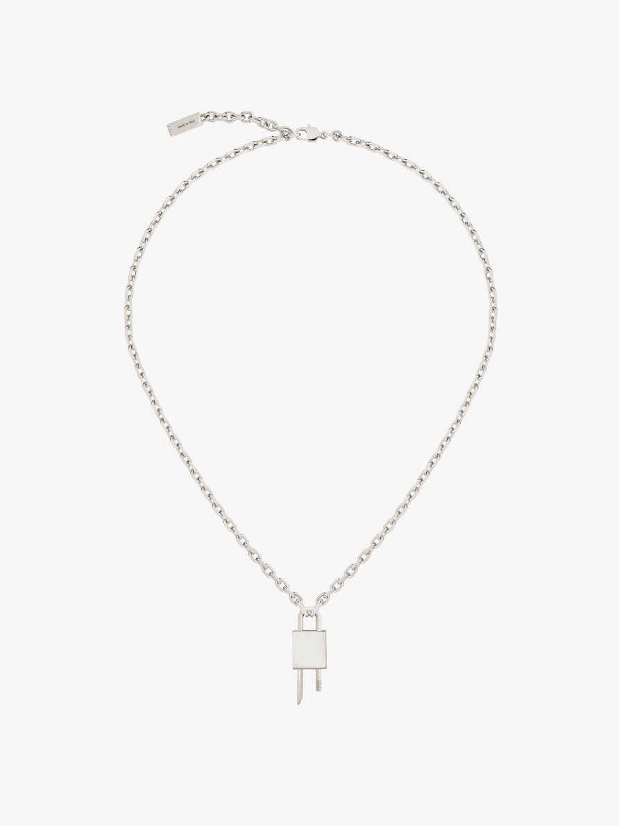 Donne Givenchy Gioielleria | Collana Mini Lock In Metallo Argenteo