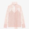 Donne Givenchy Top E Camicie | Blusa In Pizzo Con Lavalliere Rosa Cipria