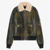 Uomini Givenchy Capispalla E Giubbotti | Giubbotto Aviatore In Pelle E Shearling Con Tasca Nero Giallo