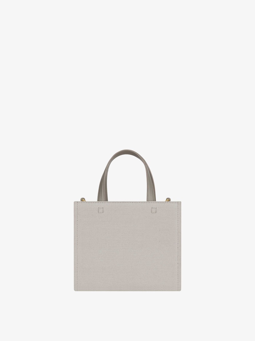 Donne Givenchy Borsa G | Borsa Shopping Mini G-Tote In Tela Grigio Pietra